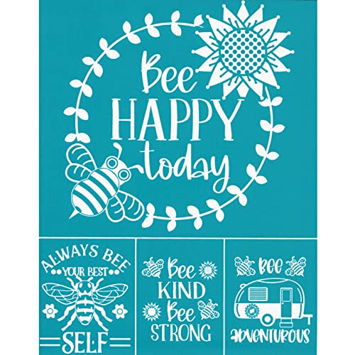 Bee Happy Today Selbstklebende Siebdruck-Schablone, Netz-Transfers, Herstellung für T-Shirt, Kissen, Stoff, Siebdruckschablonen, wiederverwendbar von BABYVIVA