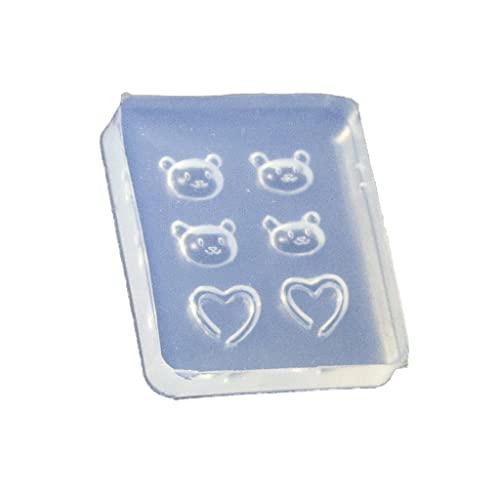 Nägel Schablone Kristall Epoxidharz Form Silikonschnitzform 3D Bär Liebes Herzform Skulptur Stempelplatte von BABYVIVA