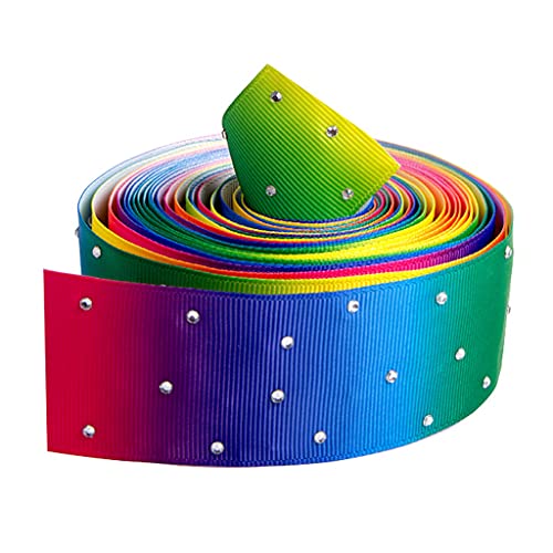 Regenbogen-Ripsband mit Strasssteinen, Perlenband für Haarschleifen, Geschenkverpackungen, Party-Dekoration, Juteband für Kränze von BABYVIVA