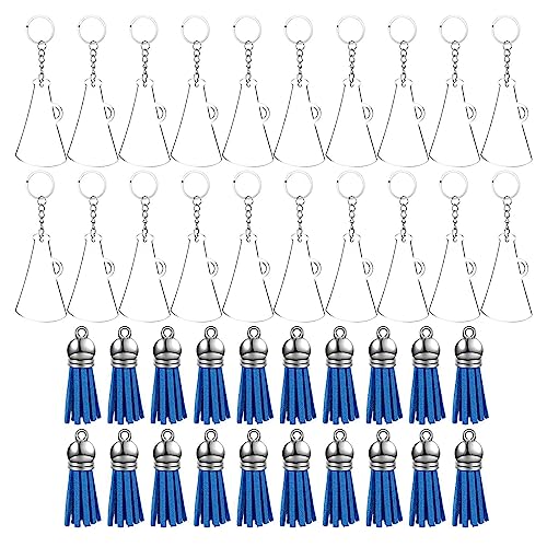 Set Von 60 Acryl Schlüsselanlagen Blanks 20 Schlüsselring 20 Acrylbläser 20 Blaue Quasten Für Making Schlüsselanhänger Schlüsselschüsse von BABYVIVA