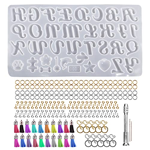 Silikon Alphabetharzform Buchstabe Silikonform Epoxidharz Gussform Schimmelpilze Making Set Schlüsselbund Lieferungen von BABYVIVA