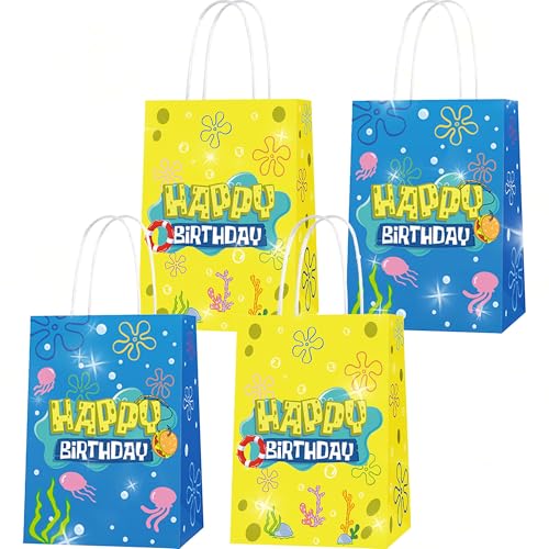 12 PCS Quallen Partyzubehör Süßigkeiten-Beutel Jellyfish Party Favor Bags Candy Snacks Gift Bags für Geburtstag Baby Shower Under the Sea Dekoration Supplies von BACH AND BOOZY