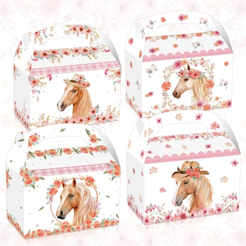BACH AND BOOZY 12 Pcs Pferd Party Favors Zubehör Pferde Party Boxen Leckerli Boxen Cowboy Box Kekse Snacks Boxen Für Western Cowboy Cowgirl Thematische Geburtstagsparty Babyshower von BACH AND BOOZY