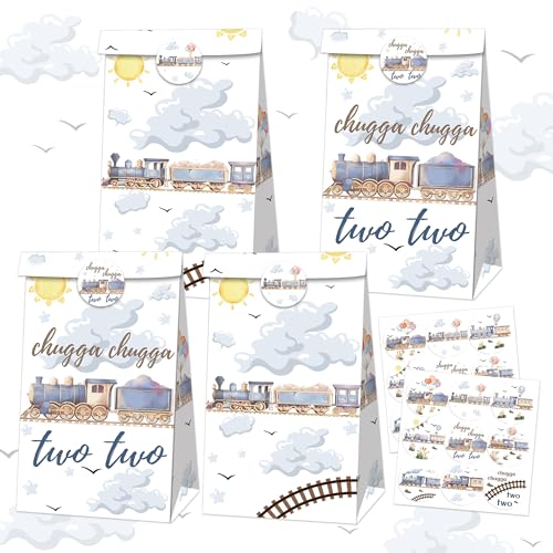BACH AND BOOZY 12 Pcs Tarin Party Zubehör Zug Party Gunst Taschen Goodies Süßigkeiten Behandeln Taschen Für Chugga Chugga Zwei Dekoration Choo Choo Im Zwei Geburtstag von BACH AND BOOZY