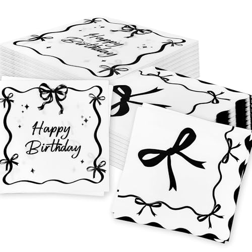 BACH AND BOOZY 44 Pcs Schwarzer Bogen Geburtstag Servietten Coquette Geburtstag Dekorationen Für Black Coquette Schleifen Party Favors Supplies BACH AND BOOZY 44 Pcs Schwarzer Bogen Geburtstag Servietten Coquette Geburtstag Dekorationen Für Black Coquette Schleifen Party Favors Supplies von BACH AND BOOZY