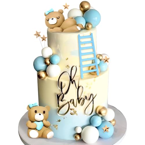 Blauer Bär Kuchendekoration Blaue Goldkugeln Kuchentopper Bären Kuchendekoration Baby Shower Geburtstag Kuchen dekoration Blauer Bär Kuchendekoration Blaue Goldkugeln Kuchentopper Bären Kuchendekoration Baby Shower Geburtstag Kuchen dekoration von BACH AND BOOZY