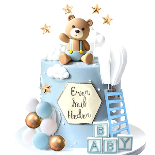 Blauer Bär Tortendeko Blau Gold Kugeln Kuchen Topper Bären Kuchendekoration für Babyparty Geburtstag Blauer Bär Tortendeko Blau Gold Kugeln Kuchen Topper Bären Kuchendekoration für Babyparty Geburtstag von BACH AND BOOZY