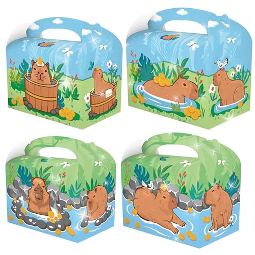 Capybara Partygeschenk-Boxen, Süßigkeiten-Leckerei-Tüten, Capybara-Partyzubehör für Geburtstag, Babyparty, Party, 12 Stück Capybara Partygeschenk-Boxen, Süßigkeiten-Leckerei-Tüten, Capybara-Partyzubehör für Geburtstag, Babyparty, Party, 12 Stück von BACH AND BOOZY