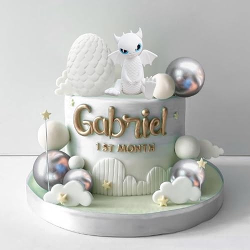 Dragon Tortendeko Weißer Drache Tortenaufleger Dracheneier Tortendekor Schwarze Kugeln Tortendekor für Fantasy Baby Shower Geburtstag Hochzeit Party Zubehör Dragon Tortendeko Weißer Drache Tortenaufleger Dracheneier Tortendekor Schwarze Kugeln Tortendekor für Fantasy Baby Shower Geburtstag Hochzeit Party Zubehör von BACH AND BOOZY