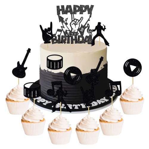 Gitarren-Kuchenaufsatz, Discokugel, Kuchendekoration, Musiknote, Rock-Roll, Cupcake-Dekoration für Rockstar-Musiker, Bassgitarre, 80er-Jahre-Retro-Motto-Partyzubehör Gitarren-Kuchenaufsatz, Discokugel, Kuchendekoration, Musiknote, Rock-Roll, Cupcake-Dekoration für Rockstar-Musiker, Bassgitarre, 80er-Jahre-Retro-Motto-Partyzubehör von BACH AND BOOZY
