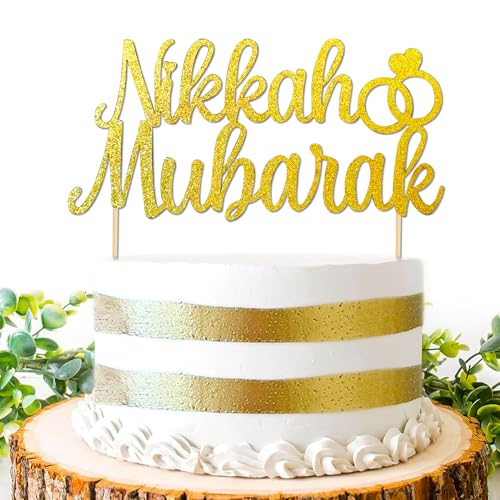 Gold Nikkah Mubarak Cake Topper Eid Mubarak Dekoration Urdu Nikkah für Hochzeit Verlobung Dulhan Shaadi Party Dekorationen Gold Nikkah Mubarak Cake Topper Eid Mubarak Dekoration Urdu Nikkah für Hochzeit Verlobung Dulhan Shaadi Party Dekorationen von BACH AND BOOZY