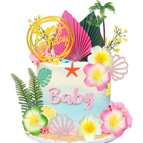 Hawaiianische Kuchendekorationen, tropische Kuchendekoration, Luau-Kuchenaufsätze, Vaiana-Kuchendekorationen, Hibiskusblumen, Kuchendekorationen für Babyparty, Geburtstagsparty, 16 Stück Hawaiianische Kuchendekorationen, tropische Kuchendekoration, Luau-Kuchenaufsätze, Vaiana-Kuchendekorationen, Hibiskusblumen, Kuchendekorationen für Babyparty, Geburtstagsparty, 16 Stück von BACH AND BOOZY