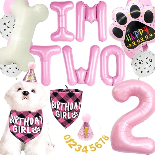 Hund Zweiter Geburtstag Party Supplies Hund Welpe Geburtstag Banner Ich bin zwei Luftballons Hut mit Nummer Bandana Ballons für Haustiere Dekorationen Hund Zweiter Geburtstag Party Supplies Hund Welpe Geburtstag Banner Ich bin zwei Luftballons Hut mit Nummer Bandana Ballons für Haustiere Dekorationen von BACH AND BOOZY