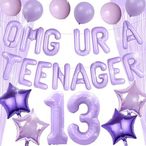 Lila OMG UR A Teenager Dekoration 13. Geburtstag Dekoration Mädchen Teenager Partyzubehör Nummer 13 Ballon für 13-jährige Teenager Geburtstagsparty Zubehör Geschenke Lila OMG UR A Teenager Dekoration 13. Geburtstag Dekoration Mädchen Teenager Partyzubehör Nummer 13 Ballon für 13-jährige Teenager Geburtstagsparty Zubehör Geschenke von BACH AND BOOZY
