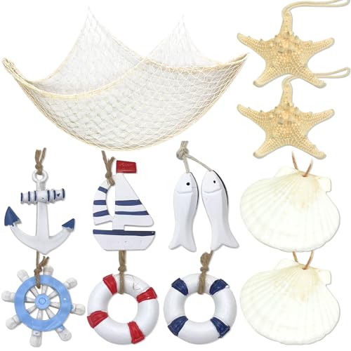 BACH AND BOOZY Meerjungfrau Unter Dem Meer Party Dekorative Fischernetz 1m*2m Nautisches Fischernetz Mit Muscheln Nautische Ornamente Für Haus Schlafzimmer Nautische Dekoration Mittelmeer Party von BACH AND BOOZY
