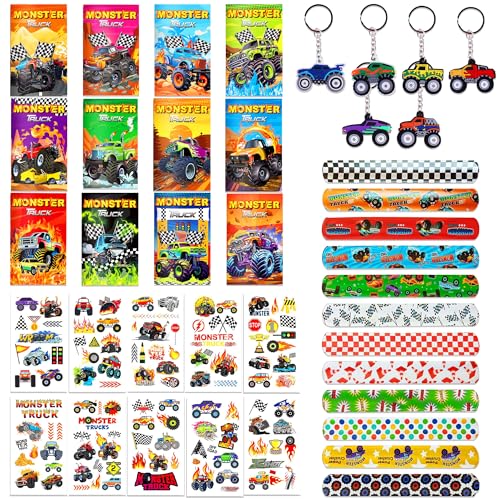 Monster Truck Party Favors Truck Themed Party Geschenk Goodies LKW DIY Aufkleber Schlüsselanhänger Armbänder für Geburtstag Zubehör Monster Truck Party Favors Truck Themed Party Geschenk Goodies LKW DIY Aufkleber Schlüsselanhänger Armbänder für Geburtstag Zubehör von BACH AND BOOZY