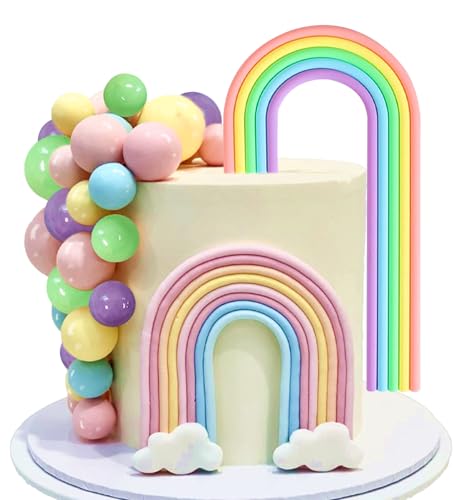 Regenbogen-Tortenaufsatz in Pastellfarben, bunte Kugeln, Kuchendekorationen für Hochzeit, Babyparty, Geburtstag, Partyzubehör Regenbogen-Tortenaufsatz in Pastellfarben, bunte Kugeln, Kuchendekorationen für Hochzeit, Babyparty, Geburtstag, Partyzubehör von BACH AND BOOZY