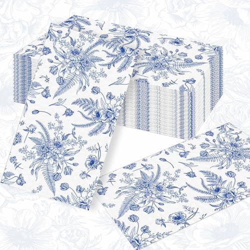 40 Stück Staubblaue Cocktail Servietten Mit Blumenmuster Einweg Papierservietten Mit Blumenmuster Für Hochzeitsparty Brautdusche Babyparty Geburtstag Abendessen Teeparty Küche Hochzeit Party von BACH AND BOOZY