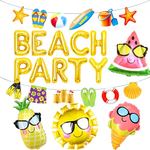 Strand Party Dekoration Sommer Sonne Ballons Strand Party Hintergrund Banner für Luau Hawaii Luftballons von BACH AND BOOZY