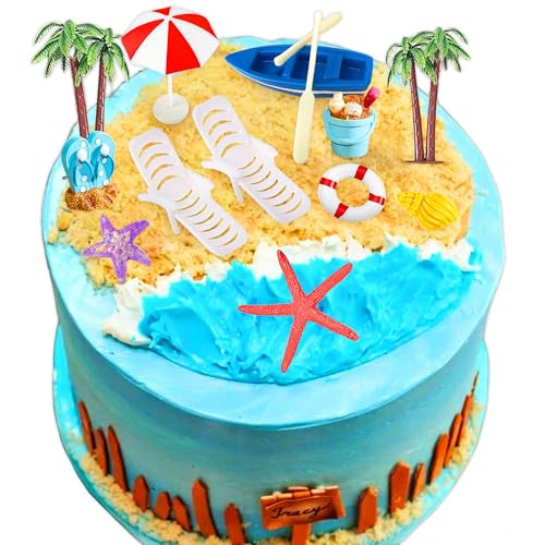 Strandtorte Dekorationen Stuhl Regenschirm Palme Sommer Ozean Kuchen Toppers Hawaiian Aloha Luau Dekorationen für Geburtstag Pool Party Dekorationen Zubehör Strandtorte Dekorationen Stuhl Regenschirm Palme Sommer Ozean Kuchen Toppers Hawaiian Aloha Luau Dekorationen für Geburtstag Pool Party Dekorationen Zubehör von BACH AND BOOZY
