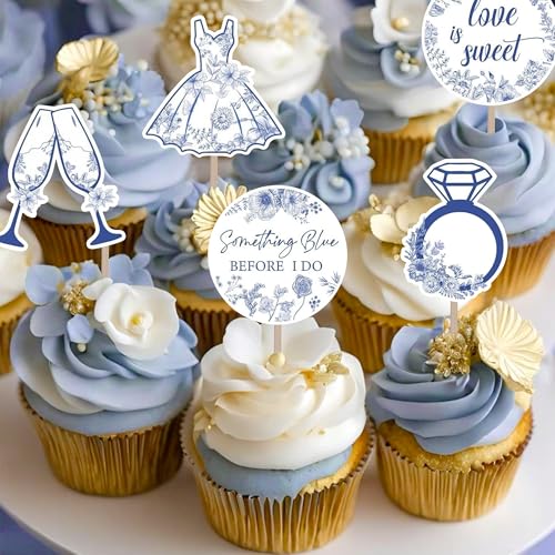 Tortenaufsatz mit Aufschrift "Something Blue Before I Do", Brautparty, Kuchendekoration für blaue Brautparty, Junggesellinnenabschied, Hochzeit, Verlobung, Party, 20 Stück Tortenaufsatz mit Aufschrift "Something Blue Before I Do", Brautparty, Kuchendekoration für blaue Brautparty, Junggesellinnenabschied, Hochzeit, Verlobung, Party, 20 Stück von BACH AND BOOZY