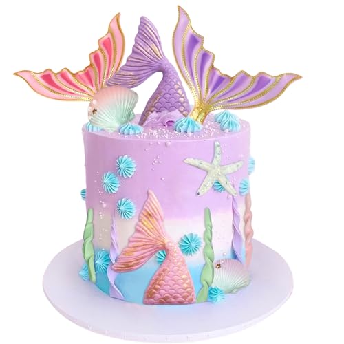 Unter dem Meer Kuchen Dekoration Muschel Kuchen Topper Meerjungfrau Schwanz Kuchen Topper Meerjungfrau Party Supplies für Baby Dusche Geburtstag Braut Dusche Hochzeit Party von BACH AND BOOZY
