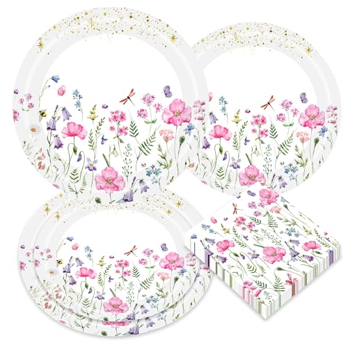 Wildblume Party-Zubehör Blumenpapier Servietten Frühlingsblumen Baby Dusche Geburtstag Geschirr Dekorationen für Hochzeit von BACH AND BOOZY