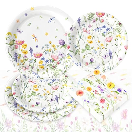 Wildflower Party Supplies Wildblume Party Zubehör Blumenpapier Servietten Frühlingsblumen Baby Dusche Geburtstag Geschirr Dekorationen für Hochzeit von BACH AND BOOZY