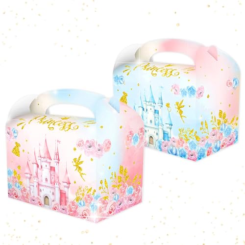 12 Stück Schlossprinzessinnen Bonbon Geschenkboxen Prinzessinnenschloss Geschenkbeutel für Prinzessinnenparty Dekorationen Babyparty Hochzeitszubehör Party Dekorationen von BACH AND BOUJEE