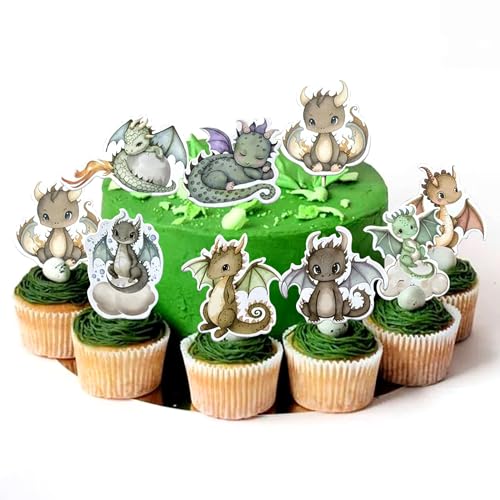 24 PCS Drachen Party Cupcake Toppers Drachen Geburtstag Party Dekoration Drache Thema Cupcake Topper Versorgung Fantasy Dragon Tortendekorationen für Flying Dragon Babyshower Supplies 24 PCS Drachen Party Cupcake Toppers Drachen Geburtstag Party Dekoration Drache Thema Cupcake Topper Versorgung Fantasy Dragon Tortendekorationen für Flying Dragon Babyshower Supplies von BACH AND BOUJEE
