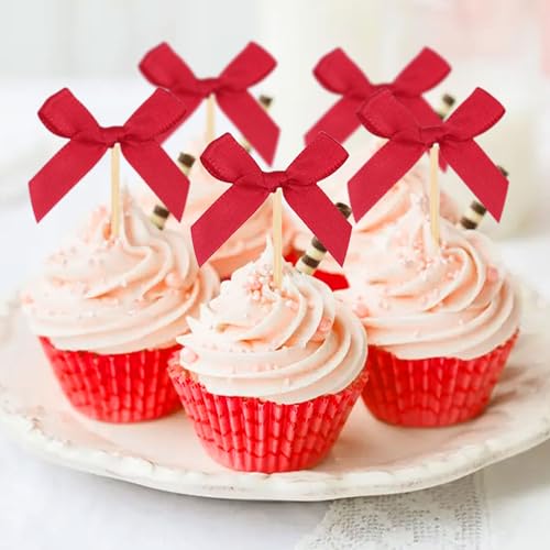 24 PCS Rote Schleife Cupcake Toppers Schleife Tortenaufleger Kirsche Geburtstag Dekorationen Für Bow Bridal Shower Bachelorette Babyshower 24 PCS Rote Schleife Cupcake Toppers Schleife Tortenaufleger Kirsche Geburtstag Dekorationen Für Bow Bridal Shower Bachelorette Babyshower von BACH AND BOUJEE