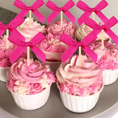 24 Pcs Heiße Rosa Schleife Cupcake Toppers Rosa Schleife Geburtstagstorte Dekorationen Für Bow Bridal Shower Bachelorette Babyshower 24 Pcs Heiße Rosa Schleife Cupcake Toppers Rosa Schleife Geburtstagstorte Dekorationen Für Bow Bridal Shower Bachelorette Babyshower von BACH AND BOUJEE