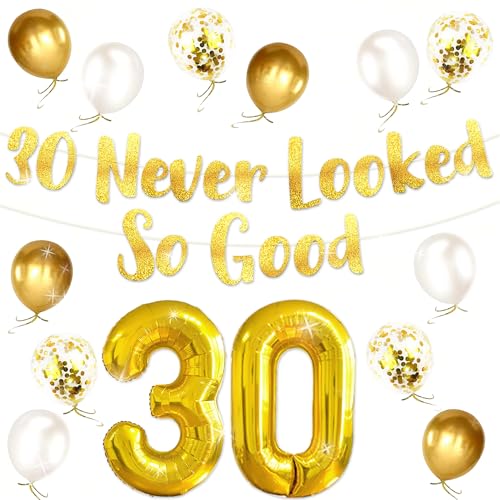 30 Never Looked So Good Balloons Banner 30th Anniversary 30th Birthday Party Decorations Gold White Balloons Garland 30 Never Looked So Good Balloons Banner 30th Anniversary 30th Birthday Party Decorations Gold White Balloons Garland von BACH AND BOUJEE