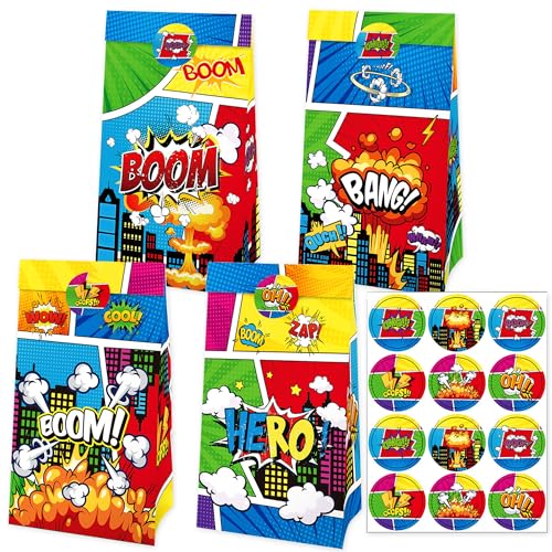 BACH AND BOUJEE 12 Stück Superhelden-Partygeschenktüten, Superhelden-Partyzubehör, Comic-Stil, Dekoration, Superhelden, Partygeschenkbox, Leckerli-Taschen BACH AND BOUJEE 12 Stück Superhelden-Partygeschenktüten, Superhelden-Partyzubehör, Comic-Stil, Dekoration, Superhelden, Partygeschenkbox, Leckerli-Taschen von BACH AND BOUJEE