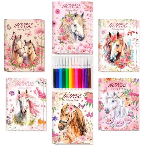 BACH AND BOUJEE 24 PCS Pferd Floral Malbuch Notizbuch DIY Pferd Geschenk für Pferd Party Pferderennen Derby Geburtstag Babydusche Brautdusche Hochzeit DIY Craft von BACH AND BOUJEE