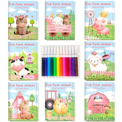BACH AND BOUJEE 28PCS Mini Färbung Bücher Bulk Farm Barnyard Party Fillers mit Stiften kleine Aktivität Bücher mit Bauernhof Tiere Party Favors Birthday Supplies von BACH AND BOUJEE