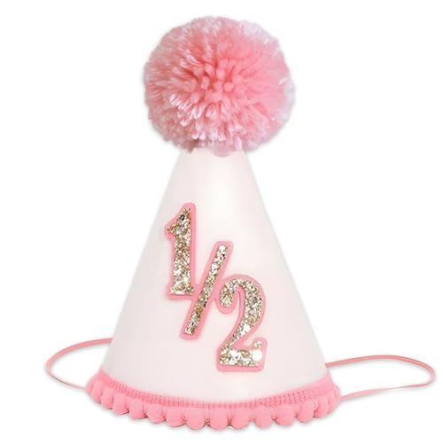 BACH AND BOUJEE Halber Geburtstag Hut Rosa 1/2 Geburtstag Hut Krone Halbjährig Dekoration Party Supplies, Rosa und Gold, S BACH AND BOUJEE Halber Geburtstag Hut Rosa 1/2 Geburtstag Hut Krone Halbjährig Dekoration Party Supplies, Rosa und Gold, S von BACH AND BOUJEE