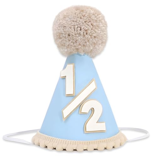 BACH AND BOUJEE Halber Geburtstag Hut Rosa 1/2 Geburtstag Hut Krone Halbjährig Dekoration Party Supplies, blau, Kindergröße BACH AND BOUJEE Halber Geburtstag Hut Rosa 1/2 Geburtstag Hut Krone Halbjährig Dekoration Party Supplies, blau, Kindergröße von BACH AND BOUJEE