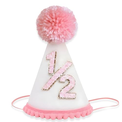 BACH AND BOUJEE Halber Geburtstag Hut Rosa 1/2 Geburtstag Hut Krone Halbjährig Dekoration Party Supplies, weiß/rosa, S BACH AND BOUJEE Halber Geburtstag Hut Rosa 1/2 Geburtstag Hut Krone Halbjährig Dekoration Party Supplies, weiß/rosa, S von BACH AND BOUJEE