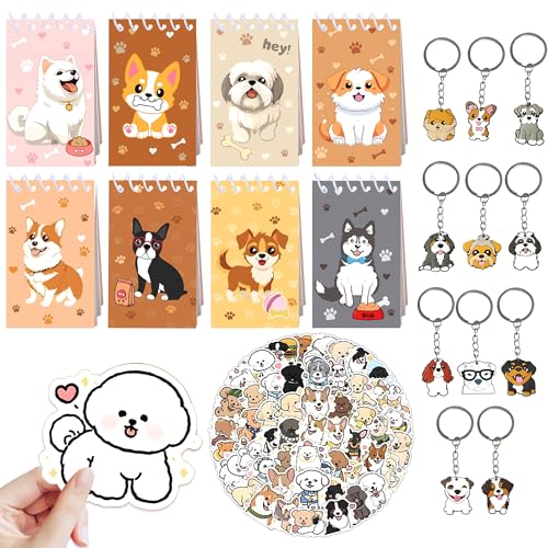 BACH AND BOUJEE Hunde Party Mitgebsel Hunde Deko Kindergeburtstag Geburtstagsparty Zubehör Stift Geschenktüten Schnapparmband Schlüsselanhänger DIY Aufkleber von BACH AND BOUJEE
