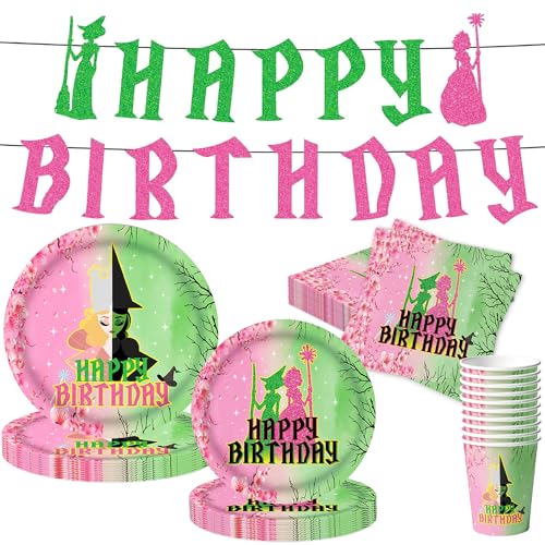 BACH AND BOUJEE Rosa und Grün Geburtstag Party Dekorationen Banner Teller Tassen Servietten Rosa Grün Hexe Thema Party Supplies Party Favors von BACH AND BOUJEE