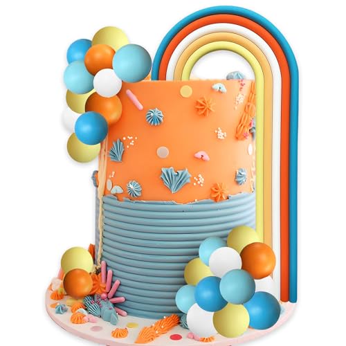 Blauer Regenbogen-Kuchenaufsatz mit Kugeln, Kuchenspieße, blauer Hund für Geburtstagsdekoration, groovige Pastell-Cupcake-Einsätze, Hippie, Hochzeit, Partyzubehör Blauer Regenbogen-Kuchenaufsatz mit Kugeln, Kuchenspieße, blauer Hund für Geburtstagsdekoration, groovige Pastell-Cupcake-Einsätze, Hippie, Hochzeit, Partyzubehör von BACH AND BOUJEE