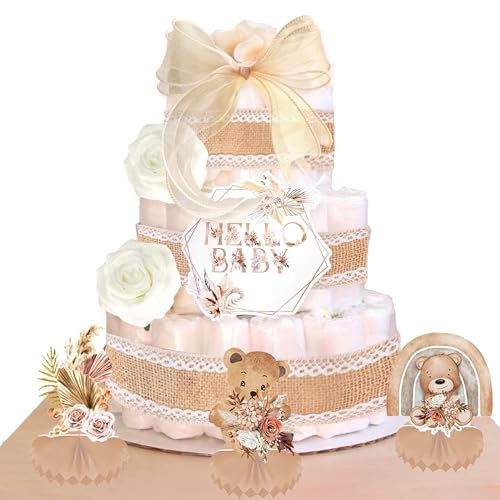 Boho Babydusche Windel Kuchen Dekoration Kit Party Zubehör Dekorationen zur Enthüllung des Geschlechts Babyshower Kuchendekoration Boho Babydusche Windel Kuchen Dekoration Kit Party Zubehör Dekorationen zur Enthüllung des Geschlechts Babyshower Kuchendekoration von BACH AND BOUJEE