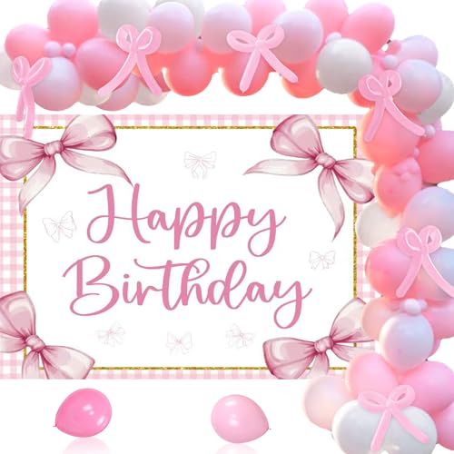 Bowknot Happy Birthday Banner Rosa Schleife Geburtstag Banner Bogen Banner Schleife Geburtstag Dekorationen Schleifen Geburtstag Dekoration von BACH AND BOUJEE