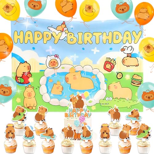Capybara Geburtstagsparty-Dekorationen Capybara Partyzubehör Banner Kuchen Cupcake Topper für Geburtstag Babyparty Capybara Geburtstagsparty-Dekorationen Capybara Partyzubehör Banner Kuchen Cupcake Topper für Geburtstag Babyparty von BACH AND BOUJEE