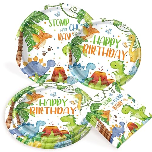 Dinosaurier Party Supplies Dinosaurier Party Teller Servietten für Jungen Dino Geburtstag Party Dekorationen Dessertteller Servietten Servieren 20 Gäste von BACH AND BOUJEE