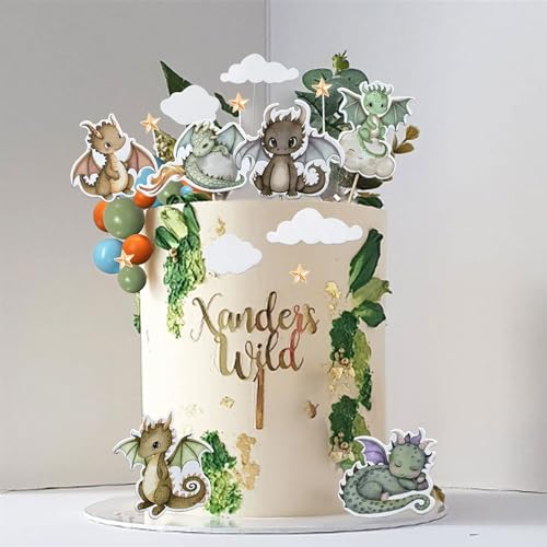 Drachen-Party-Kuchendekoration, Cupcake-Topper, Drache, Geburtstagsparty-Dekoration, Fantasy-Drachen-Kuchendekorationen für fliegende Drachen, Babyparty-Zubehör Drachen-Party-Kuchendekoration, Cupcake-Topper, Drache, Geburtstagsparty-Dekoration, Fantasy-Drachen-Kuchendekorationen für fliegende Drachen, Babyparty-Zubehör von BACH AND BOUJEE