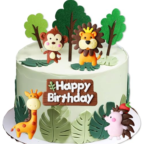 Dschungel Tiere Kuchendekoration Wild One Safari Kuchendekoration Giraffe Löwe Kuchen Dschungel Geburtstag Babyparty Partyzubehör von BACH AND BOUJEE