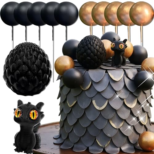Fantasy Drachen Kuchendekoration Dracheneier Kuchendekoration Gold Schwarze Kugeln Kuchen Dekoration für Babyparty Geburtstag Hochzeit und Partyzubehör Fantasy Drachen Kuchendekoration Dracheneier Kuchendekoration Gold Schwarze Kugeln Kuchen Dekoration für Babyparty Geburtstag Hochzeit und Partyzubehör von BACH AND BOUJEE