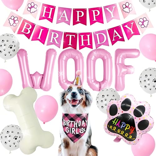 Hundegeburtstags-Partyzubehör Hund Welpe Geburtstag Banner Luftballons Hut mit Nummer Bandana Woof Ballons für Haustiere Dekorationen Hundegeburtstags-Partyzubehör Hund Welpe Geburtstag Banner Luftballons Hut mit Nummer Bandana Woof Ballons für Haustiere Dekorationen von BACH AND BOUJEE